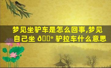 梦见坐驴车是怎么回事,梦见自己坐 💮 驴拉车什么意思